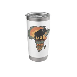 African Map With Sunset Buffalo Africa Pattern Black Month Stainless Steel Insulated Tumbler