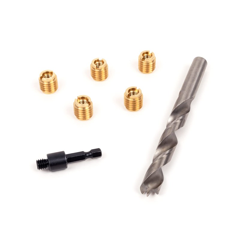 E-Z LOK 400-M8 Threaded Inserts for Wood, Installation Kit, Brass,
