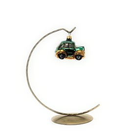 Polish Gallery Mini Christmas Ornament Blown Glass Handcrafted (Green Car)