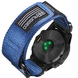 HEMSUT Nylon Sports Strap, 22 mm Military Bracelet Compatible with Garmin Fenix 8 47 mm /7/7 Pro/6/6 Pro/5/5 Plus/E 47 mm, MARQ Athlete, Instinct 2/Crossover/Tacical/Esports/Tide, Epix 2, Nylon, No