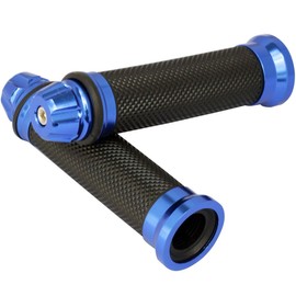 MotorToGo Blue CNC Aluminum 7/8" 22mm Handlebar Bar Gel Rubber Grips with CNC Bar-End Cap for 2002 Buell Firebolt XB9R