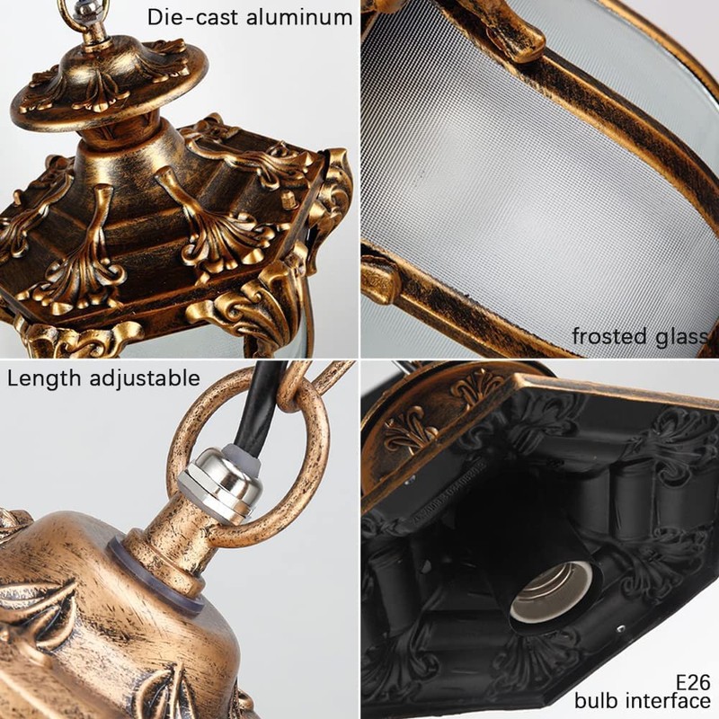 Moddeny Rustic Victorian E26 Exterior Ceiling Pendant Light American Outdoor