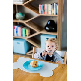 Kindsgut Platzdeckchen Bär, Tischset, Unterlage in kinderfreundlichem Design und dezenten Farben, frei von BPA, Hellgrau