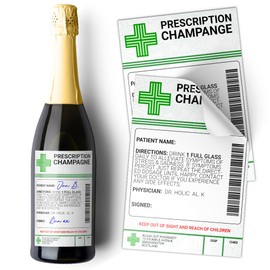 Champagne Prescription Medical Alcohol Bottle Gift Funny Drinks Sticker Label (6)