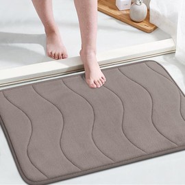 Flamingo P Memory Foam Bath Mat Rug for Bathroom Non Slip Shower Rugs,24x36,Taupe
