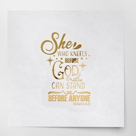 Transparent Decal Stickers of She Who Kneels Before God (Metallic Gold) Premium Waterproof Vinyl Decal Stickers for Laptop Phone Accessory Helmet Car Window Mug Tuber Cup Door Wall De ANDSKUSf67074GO