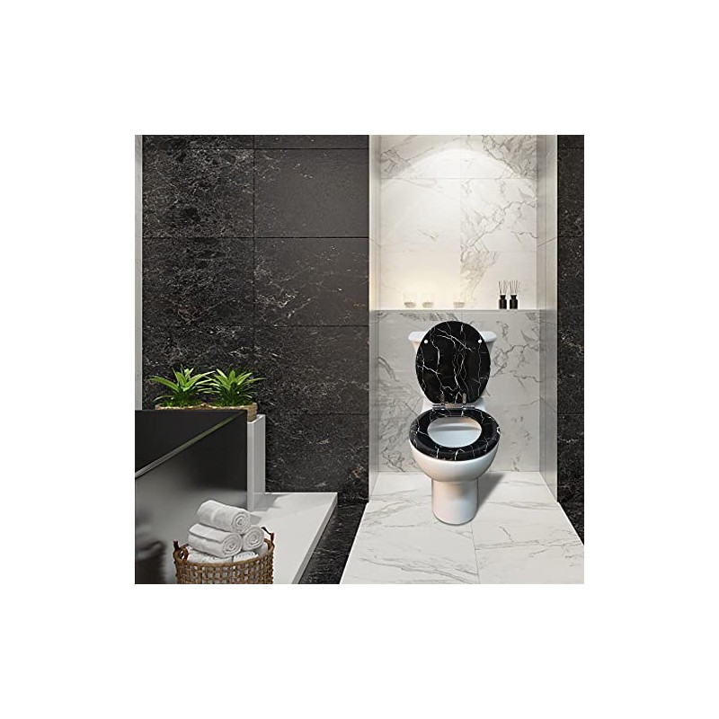Angel Shield Marble Toilet Seat Durable Molded Wood with Quiet