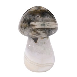 Nupuyai Pack of 2 Mini Carved Crystal Mushroom Figurine Pocket Stone for Anxiety Relax, Polished Mushroom Sculpture Decor for Garden Home, 1.3-1.5'', Ocean Jasper