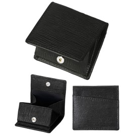 Genuine Leather Coin Purse, Coin Case, Men's, Women's, Box-Shaped, Thin, Small, Back Pocket, Wallet, Black