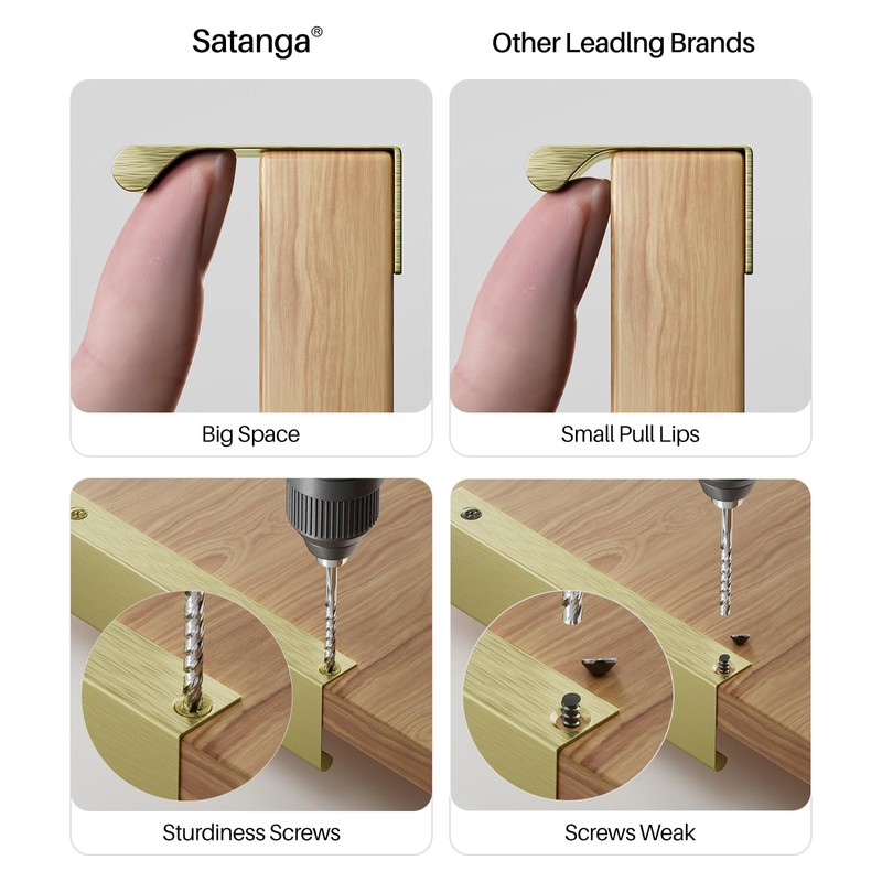 Satanga Edge Finger Pulls for Cabinets Peel and Stick on