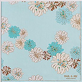 Paul & Joe 107020-9202-02 Women's Handkerchief, Blue x White, 100% Cotton, Approx. 19.7 inches (50 cm), Floral Print, Large, Women's, blue