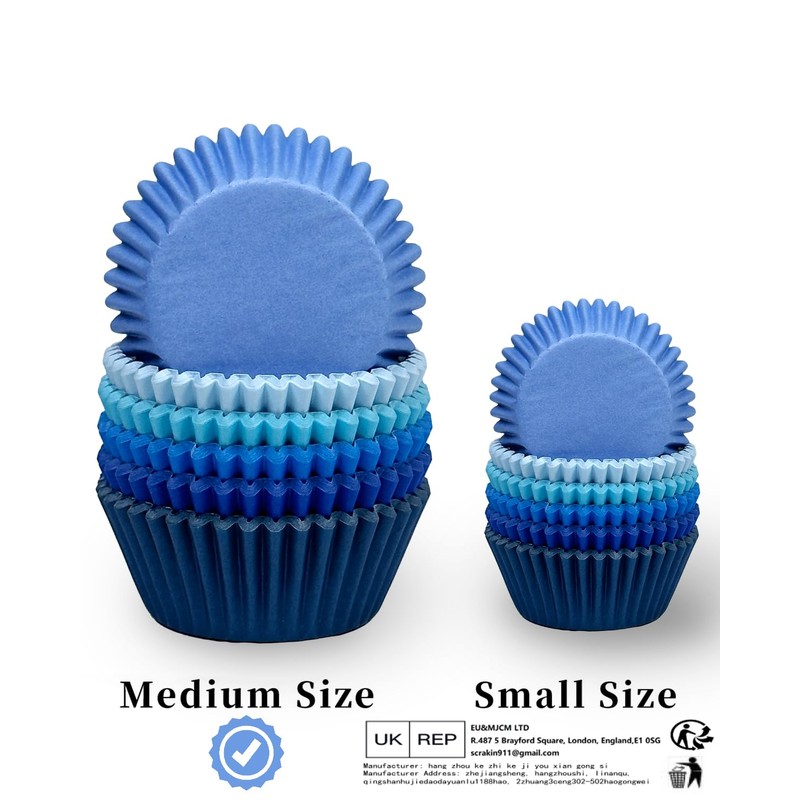 Gcardist Standard 300-Count Cupcake Liners 6 Solid Blue Colors Cupcake