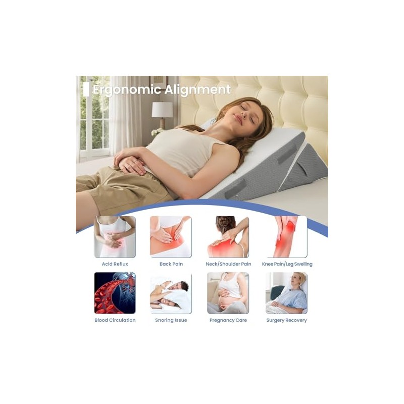Sasttie Wedge Pillow Set for After Surgery, 2PCS Adjustable Bed