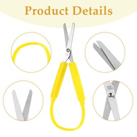 Telooco 3pcs Mini Loop Scissors 14cm Adaptive Design Scissor Colorful Handle Self-Opening Safety Scissors for Kids Children Schools Special Need(Green,Purple,Yellow)