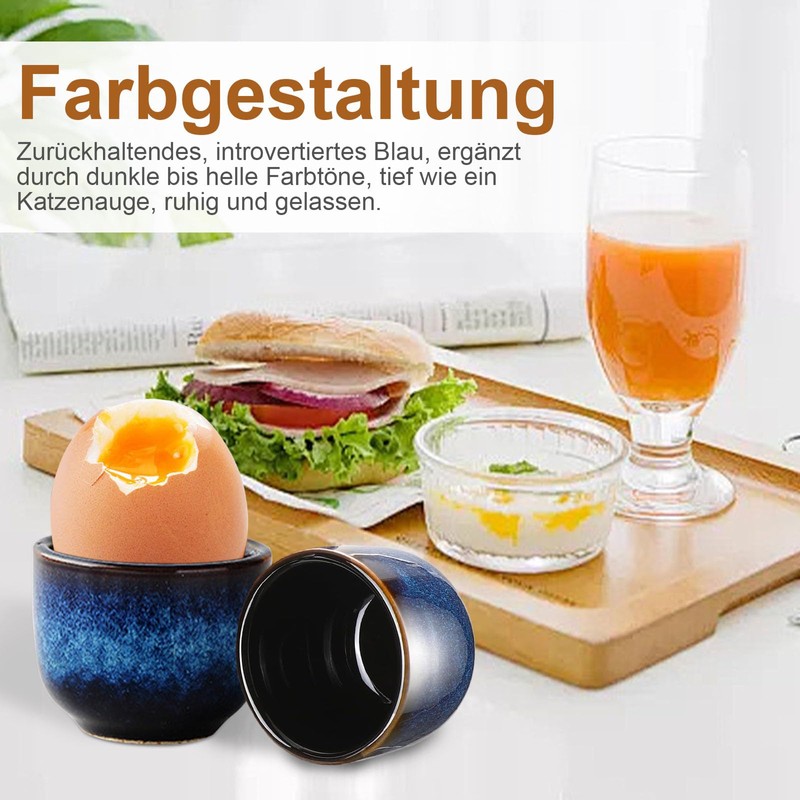 Caossuixin Ceramic Egg Cups, Set of 6, High-Quality Ceramic with