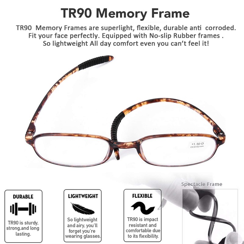 AQWANO 4 PACK Computer Reading Glasses Blue Light Blocking Lightweight