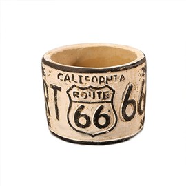 LANGUGU Circular Vintage Route 66 Ceramic Ashtrays Multifunction Ashtrays Plant Flower Pot for Home Coffee Pavilion Restaurant Bar Decoration (White)