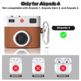 Dayinkes Compatible For AirPods 4th Generation Case, Camera Design For AirPods 4th Generation Case 2024, Shockproof Case Cover Compatible with AirPods 4th (Brown)