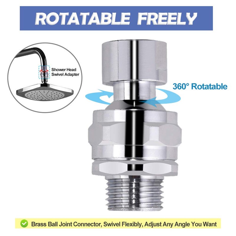 Shower Head Swivel Ball Adapter Brass Adjustable Shower Arm Connector