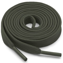 YJRVFINE Flat Athletic Shoelaces Thick Shoe Laces Army Green 43 Inches Strings for Sneakers[1 Pair]
