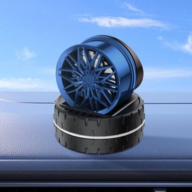 Wheel Car Solar Energy Air Freshener, Car Air Purifier Dashboard Ornament, Car Rotating Perfume Aromatherapy Diffuser, Automotive Interior Scents Decoration for Car Office Home (Blue)