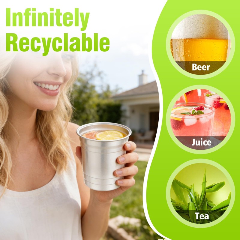 ABUKE Disposable 16oz Aluminum Cups, 24-Pack – Heavy Duty Recyclable