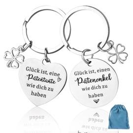 ORUZA Pack of 2 Key Rings for Godmother Godmother Lucky is a Godmother Like You to Have Key Fob Metal Godfather Parents Keyring for Godparents Christening Birthday Holiday, silver
