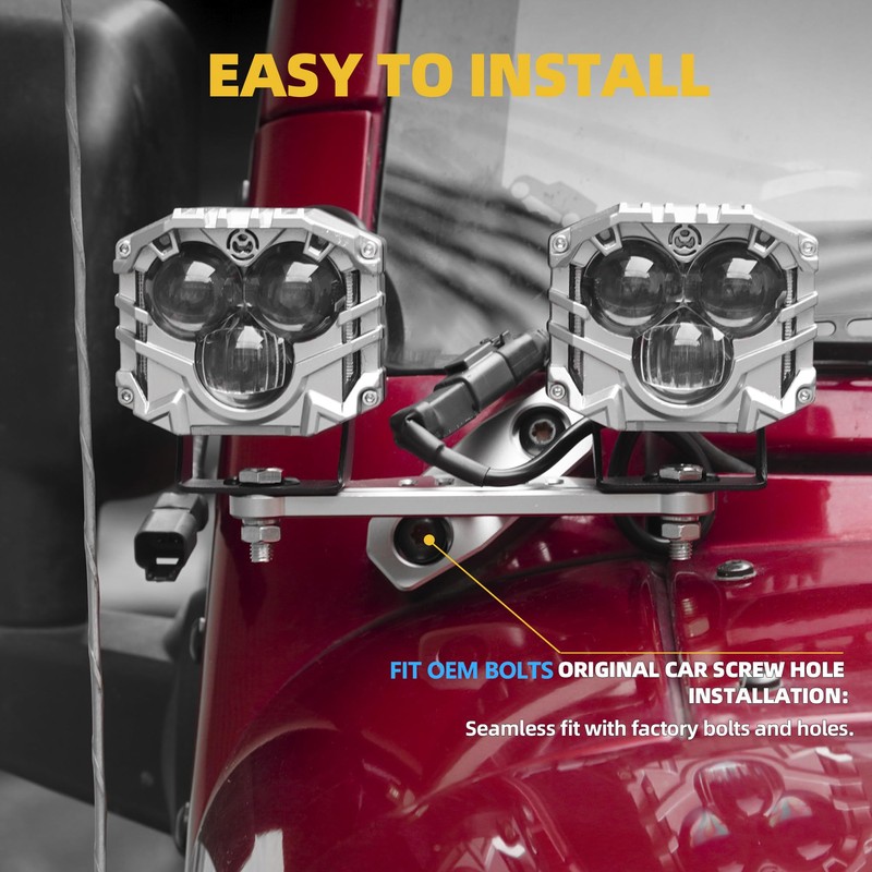 NKCELL POWER JK A-Pillar Windshield Hinge Mounting Dual Light Brackets