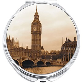 NewCharms Big Ben London Compact with Mirrors - Perfect Pocket and Purse Size Folding Mirror for Applying Make Up Anywhere