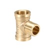 sourcing map Brass Tee Pipe Fitting G1/2 Female x G1/2