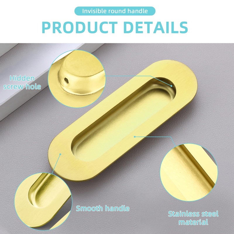Sliding Pocket Door Hidden Handle, 304 Stainless Steel Pocket Door