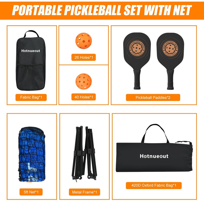 Hotnueout 5FT Small Mini Pickleball Net Set - Quick Setup