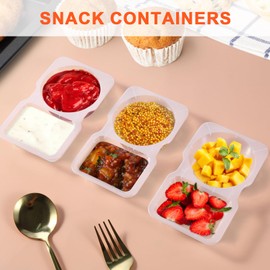 VTMCUI 20 PCS Snack Containers with Lid, Leakproof Dipping Containers with 2 Compartments,Reusable Snack Pack Containers, Portion Control Condiment Container