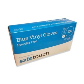SafeTouch 50000031 Vinylhandschuhe, Puderfrei, Größe M, Blau (Packung mit 100 Einzelhandschuhen)