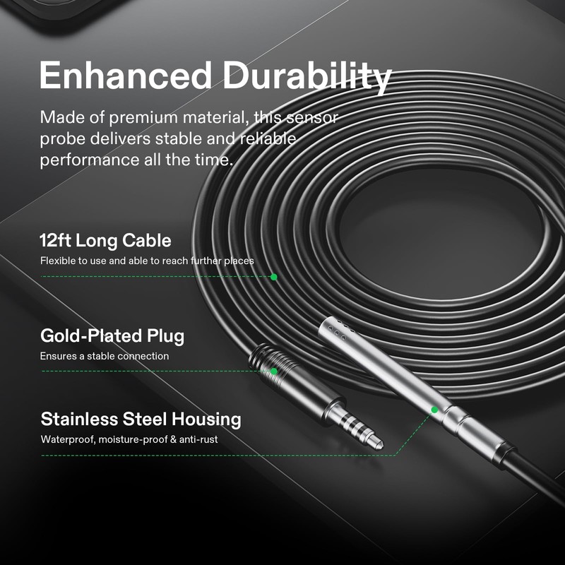 VIVOSUN Temperature & Humidity Sensor Probe, Waterproof Stainless Steel Environmental