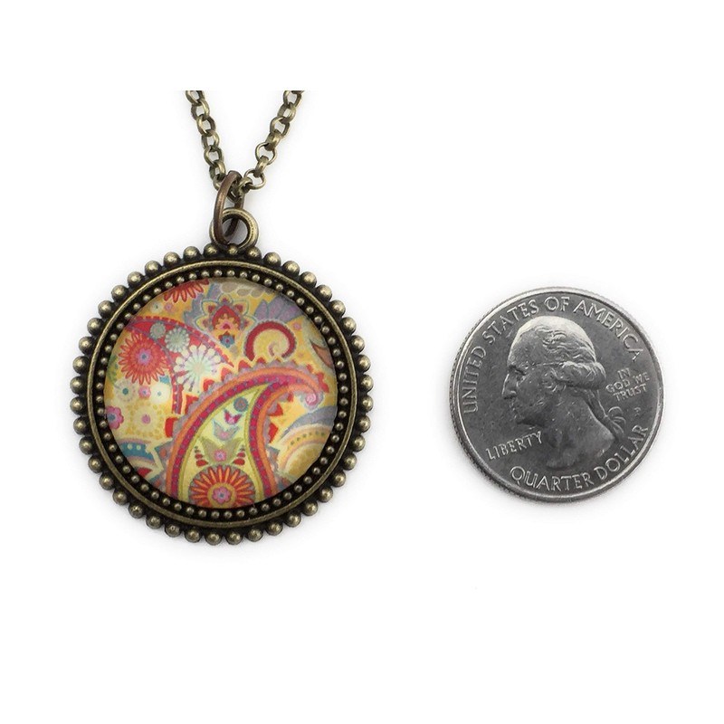 Orange Paisley Necklace and Earring Set for Women