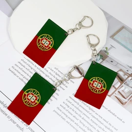 Llavero de bandera de Portugal, cadenas acrílicas en forma de D, banderas portuguesas, llaveros para hombres y mujeres, llavero de coche estilo para decoración (3 piezas), Varios colores, 2 x