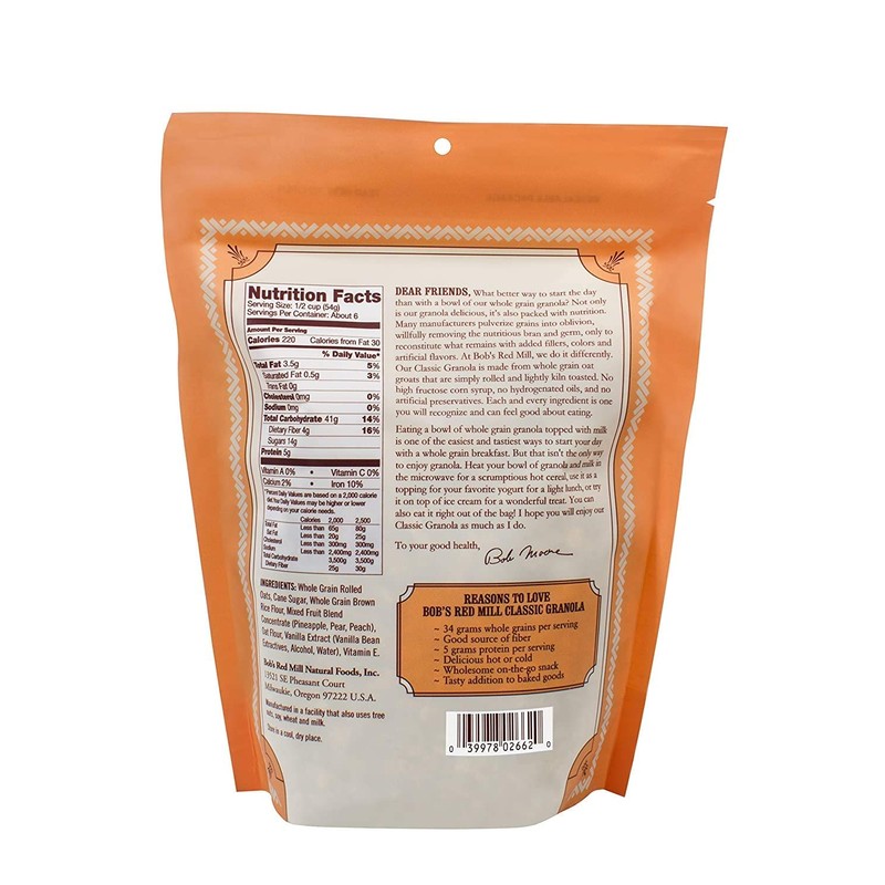 Bob's Red Mill Original Whole Grain No Fat Granola -