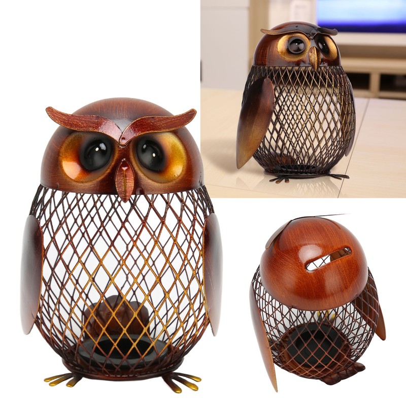 Owl Piggy Bank Owl Shaped Metal Coin Box Handwork Crafting