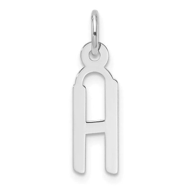 GlittersandGold 14K White Gold Slanted Block Letter H Initial Charm