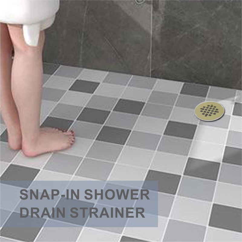 Brushed Gold Snap-in Shower Floor Drain Cover,Hidrop 4-1/4" OD Round