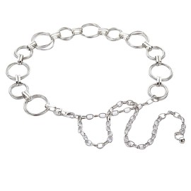 LABANCA Womens Metal Chain Dress Belt Hollow Out Ring Sweater Belt Decorated Skinny Waist Belt Silver