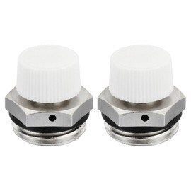 PATIKIL 1/2" BSP Male Thread Manual Radiator Air Vent Valves, 2 Pack Nickel Plated Brass Plug Valve No Need Key for Radiator Heater, Silver White