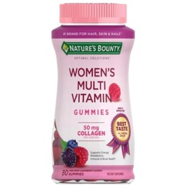 Nature's Bounty Women's Multivitamin Optimal Solutions, Multivitamin Gummies for Immune Support, Cellular Energy Support, Bone Health, Raspberry Flavor, 80 Gummies
