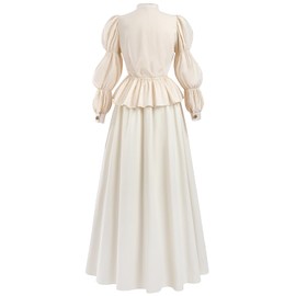 FCCAM Victorian Dress for Women 2-Pieces 1800s Edwardian Dress Ball Gown Renaissance Costume XL