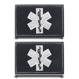 Pack of 2 EMS Paramedic Cross Flag Patch, Removable Patches with Embroidery Closure, Tactical Military Patch Appliqué for Clothes, Embroidery Bands, Backpacks, Jacket, Jeans, Pockets, Vest, Dog