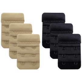 Tamlien Women Bra Extender 2 Hook,Soft Comfortable Bra Strap Extensions - 6 pcs Pack (Beige/Black)