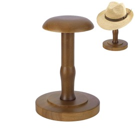 AHANDMAKER Wooden Hat Stand for Table Vintage Style Dome Shaped Hat Holder Display Stand Cap Organiser and Display Stand for Fedora Sun Hats Straw Hats Wig 124 x 230 mm
