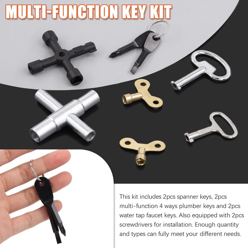 Tanstic 8Pcs Multi-functional Utility Kit, including 4 Ways Utility Spanner,