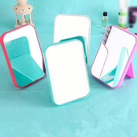 GSHLLO Desktop Makeup Mirror Small Portable Foldable Mirror Rectangle Tabletop Mirror Standing Cosmetic Mirror Rectangular Folding Vanity Mirror with Stand for Dormitory Bedroom Purple 15 x 22 x 2cm
